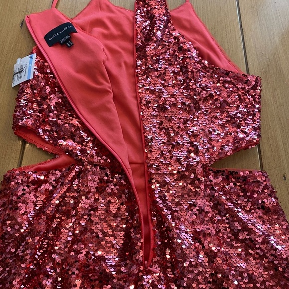 Donna Morgan Women’s Pink Sequin Maggie Halter Midi Dress Sleeveless New size 8 - Picture 7 of 16